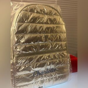 Metallic Silver Quilted Backpack Brand New